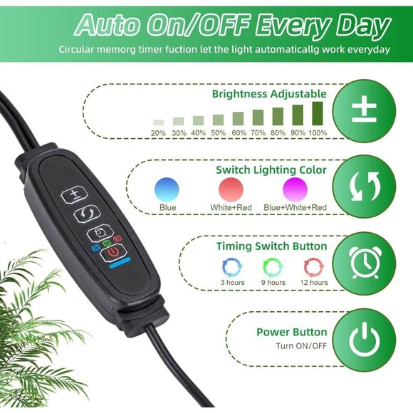 360° LED Grow Light for Indoor Plants - Full Spectrum, USB-Powered, 10-Level - Picture 2 of 9